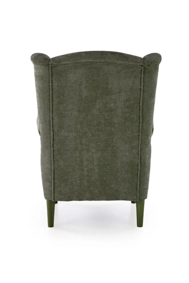 Fotel uszak HERMES oliwkowy na drewnianych nogach I sklep meblowy MIRAT.
