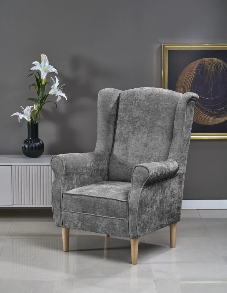 Fotel uszak HERMES szary tapicerowany I sklep meblowy MIRAT.