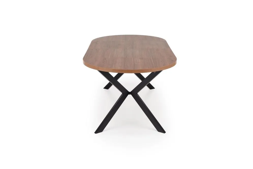 Stół okrągły rozkładany PERONI 100(250)x100 orzech/czarny loftowy I sklep meblowy MIRAT.