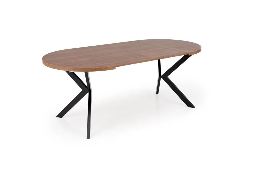 Stół okrągły rozkładany PERONI 100(250)x100 orzech/czarny loftowy I sklep meblowy MIRAT.