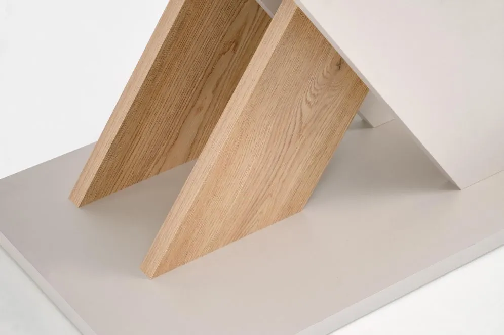 Nowoczesny stół rozkładany XARELTO 130(175)x85 kaszmirowy/dąb cremona I sklep meblowy MIRAT. styl GLAMOUR