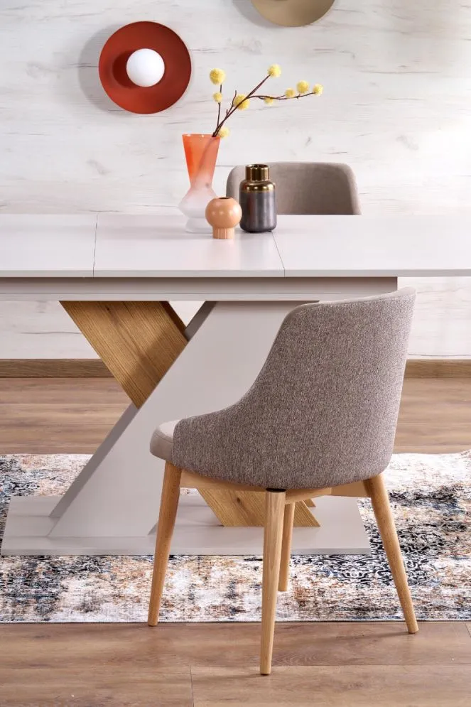 Nowoczesny stół rozkładany XARELTO 130(175)x85 kaszmirowy/dąb cremona I sklep meblowy MIRAT. styl GLAMOUR