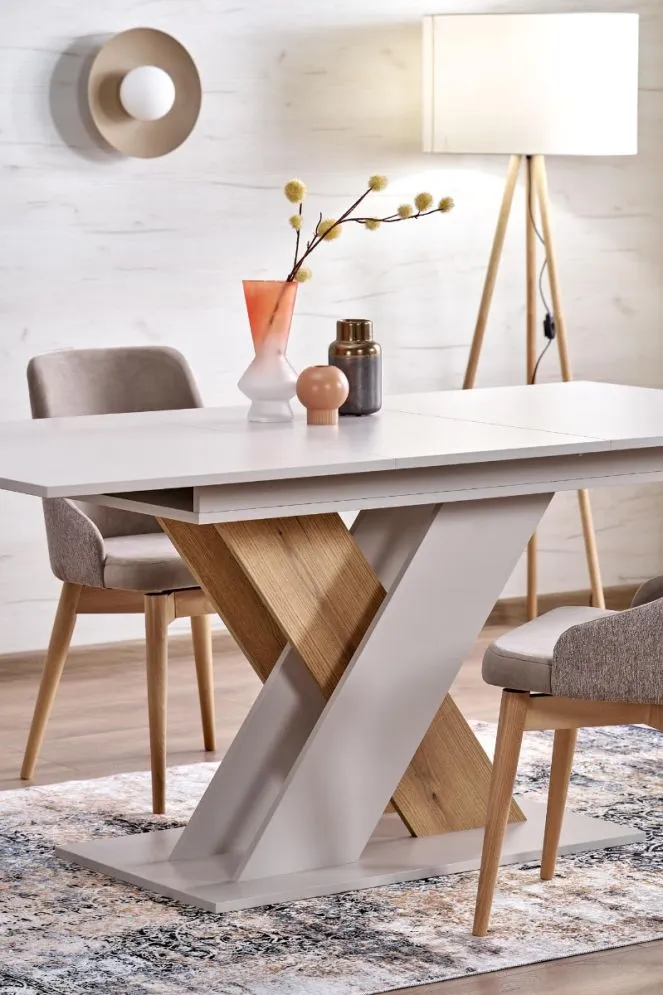 Nowoczesny stół rozkładany XARELTO 130(175)x85 kaszmirowy/dąb cremona I sklep meblowy MIRAT. styl GLAMOUR