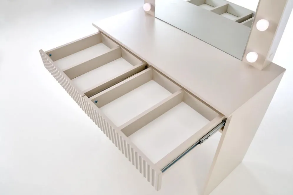 Toaletka HOLLYWOOD 2 kaszmirowa z lustrem I sklep meblowy MIRAT. styl RYFLOWANY