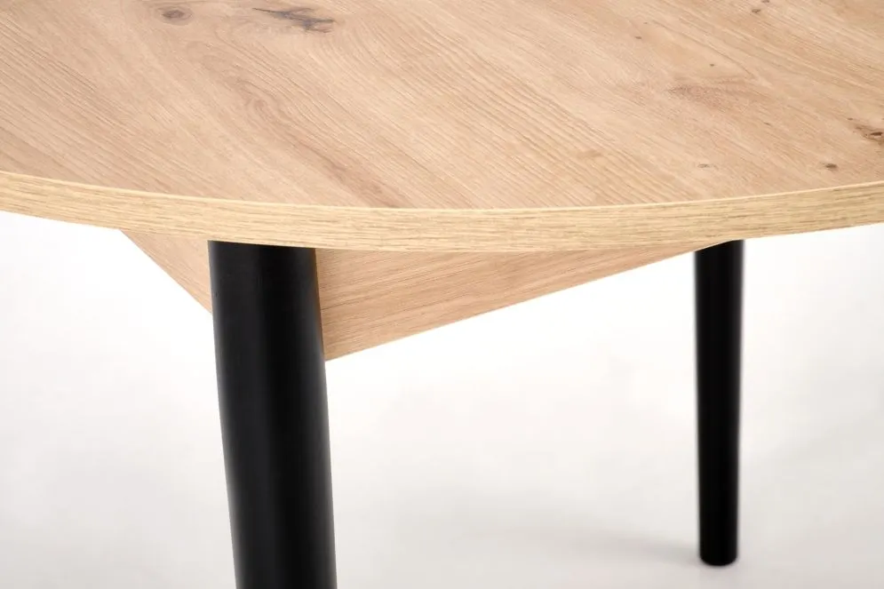 Stół rozkładany PIVOT 102(142)x102 dąb artisan/czarny okrągły I sklep meblowy MIRAT. styl SKANDYNAWSKI