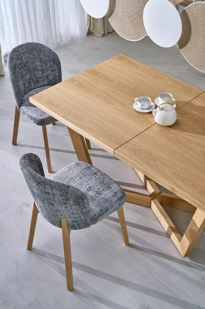 Krzesło tapicerowane BASSO szare/dąb naturalny do jadalni I sklep meblowy MIRAT. styl SKANDYNAWSKI