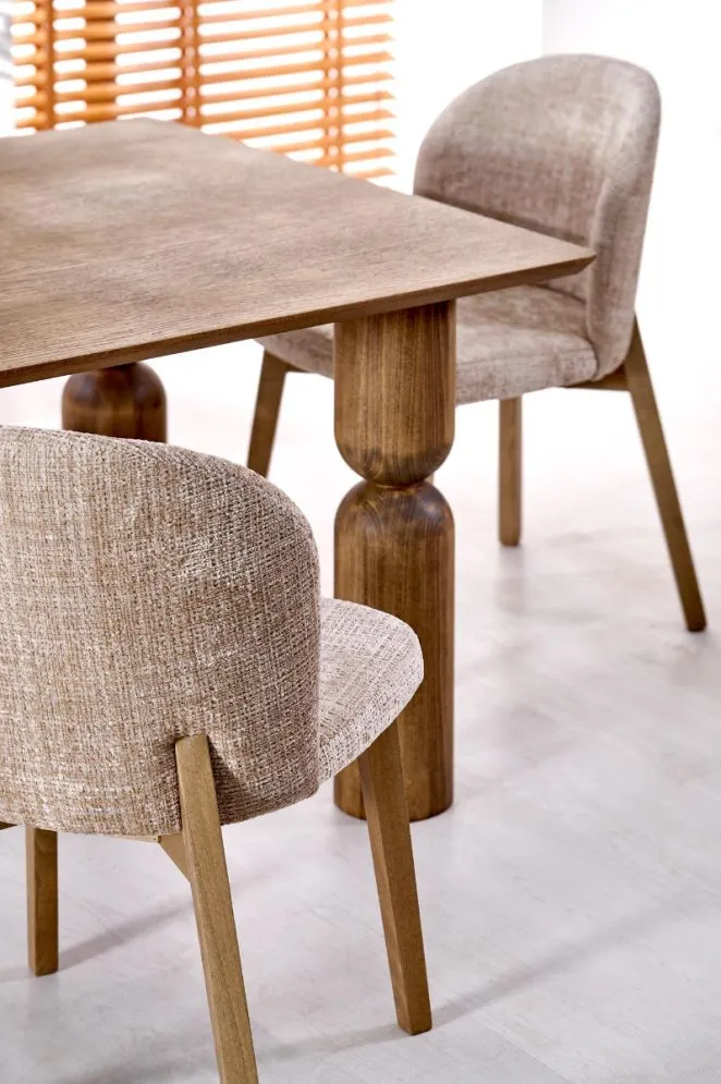 Drewniane krzesło tapicerowane BASSO beżowe/dąb naturalny I sklep meblowy MIRAT. styl SKANDYNAWSKI