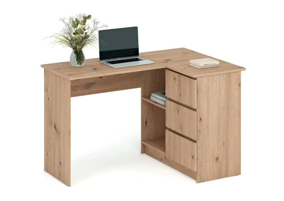 Biurko narożne BEGA dąb artisan młodzieżowe I sklep meblowy MIRAT.