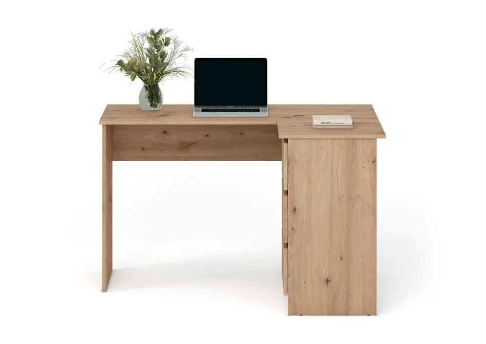 Biurko narożne BEGA dąb artisan młodzieżowe I sklep meblowy MIRAT.