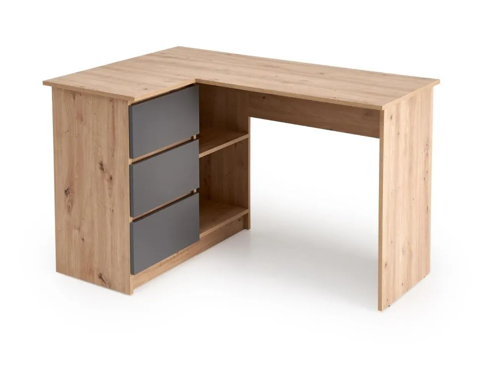 Biurko narożne BEGA dąb artisan/grafitowe do biura I sklep meblowy MIRAT.