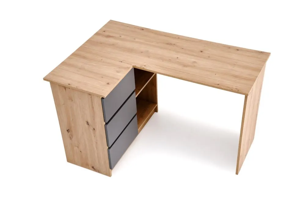 Biurko narożne BEGA dąb artisan/grafitowe do biura I sklep meblowy MIRAT.