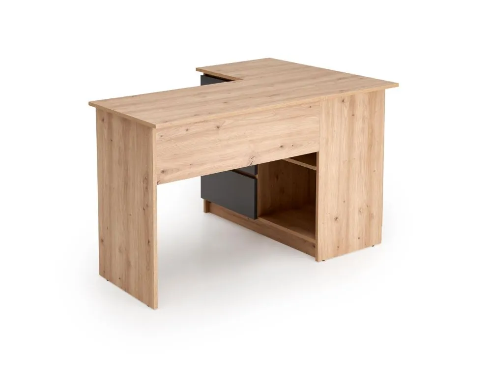 Biurko narożne BEGA dąb artisan/grafitowe do biura I sklep meblowy MIRAT.