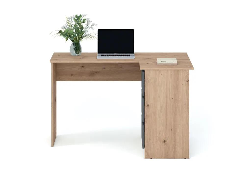 Biurko narożne BEGA dąb artisan/grafitowe do biura I sklep meblowy MIRAT.