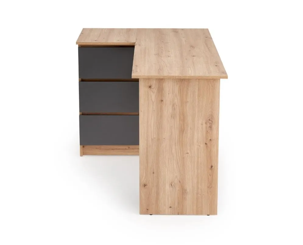 Biurko narożne BEGA dąb artisan/grafitowe do biura I sklep meblowy MIRAT.