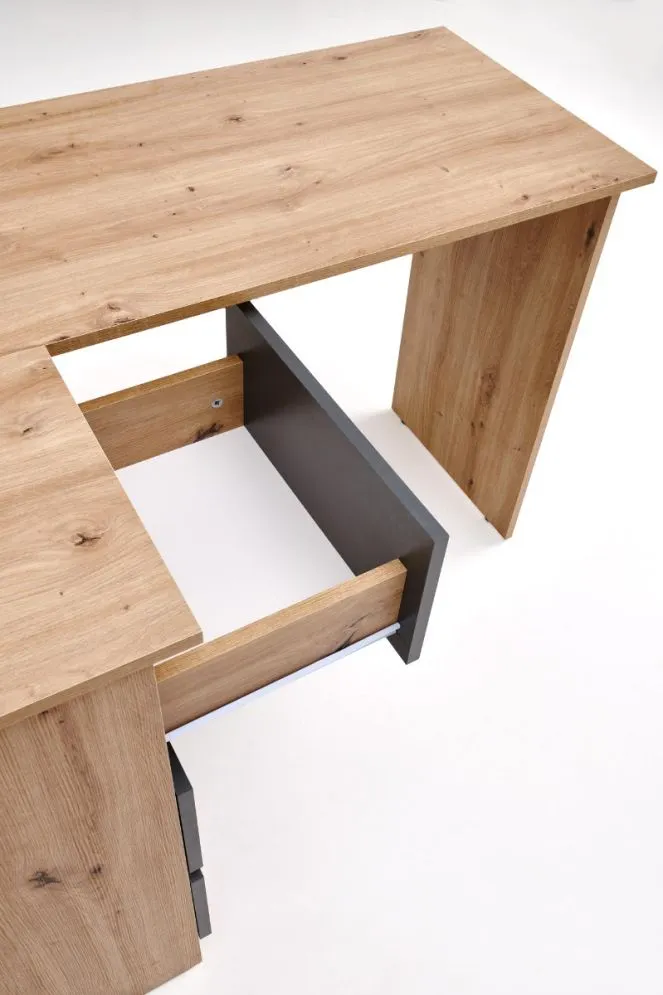 Biurko narożne BEGA dąb artisan/grafitowe do biura I sklep meblowy MIRAT.