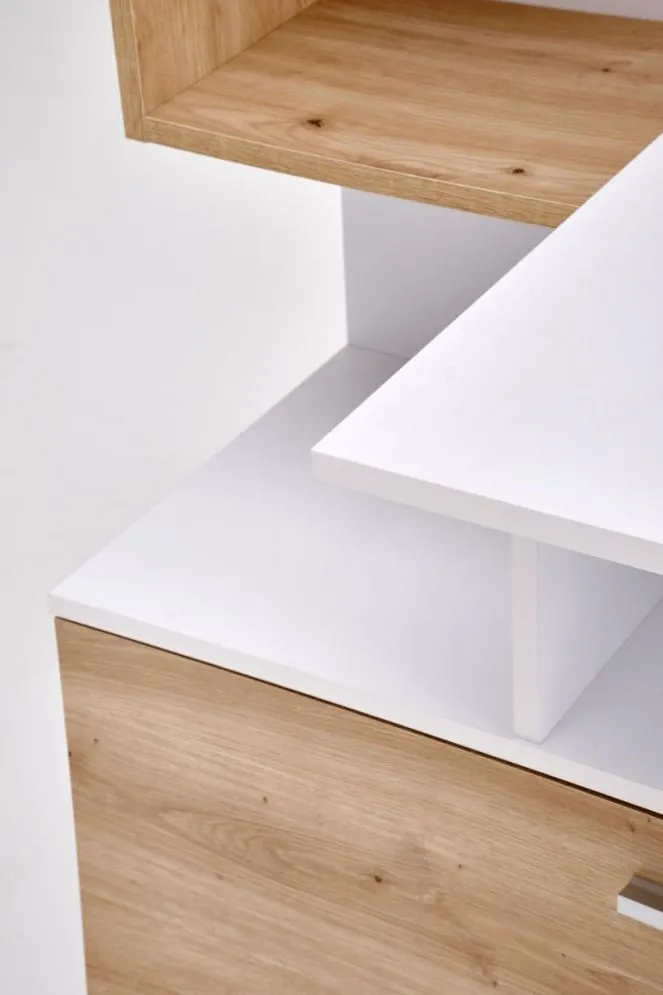 Biurko komputerowe MISO białe/dąb artisan z regałem dla dzieci I sklep meblowy MIRAT.
