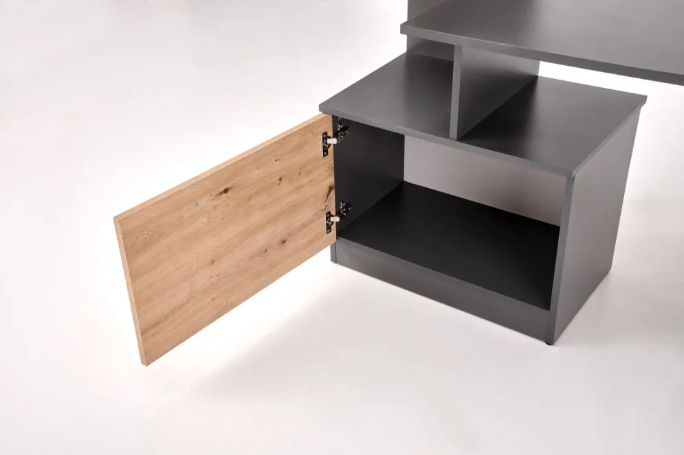 Biurko komputerowe MISO dąb artisan/grafitowe z regałem I sklep meblowy MIRAT.