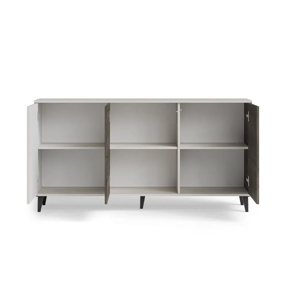 Komoda RANDOM 2 KM-1 160cm orzech/kaszmirowa ryflowana I sklep meblowy MIRAT. styl RYFLOWANY kolekcja RANDOM