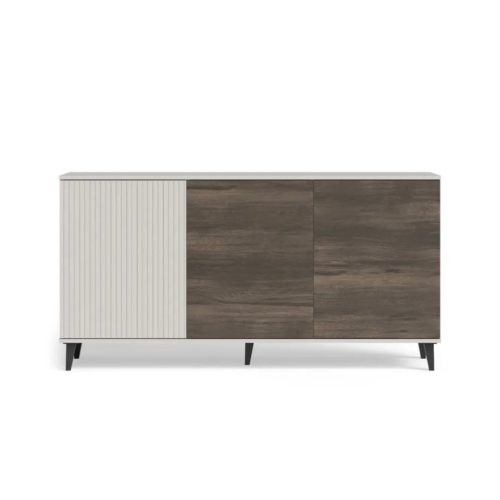 Komoda RANDOM 2 KM-1 160cm orzech/kaszmirowa ryflowana I sklep meblowy MIRAT. styl RYFLOWANY kolekcja RANDOM