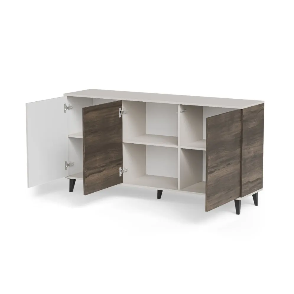 Komoda RANDOM 2 KM-1 160cm orzech/kaszmirowa ryflowana I sklep meblowy MIRAT. styl RYFLOWANY kolekcja RANDOM