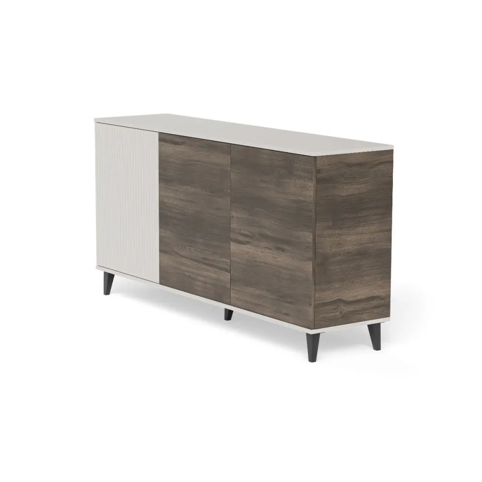 Komoda RANDOM 2 KM-1 160cm orzech/kaszmirowa ryflowana I sklep meblowy MIRAT. styl RYFLOWANY kolekcja RANDOM