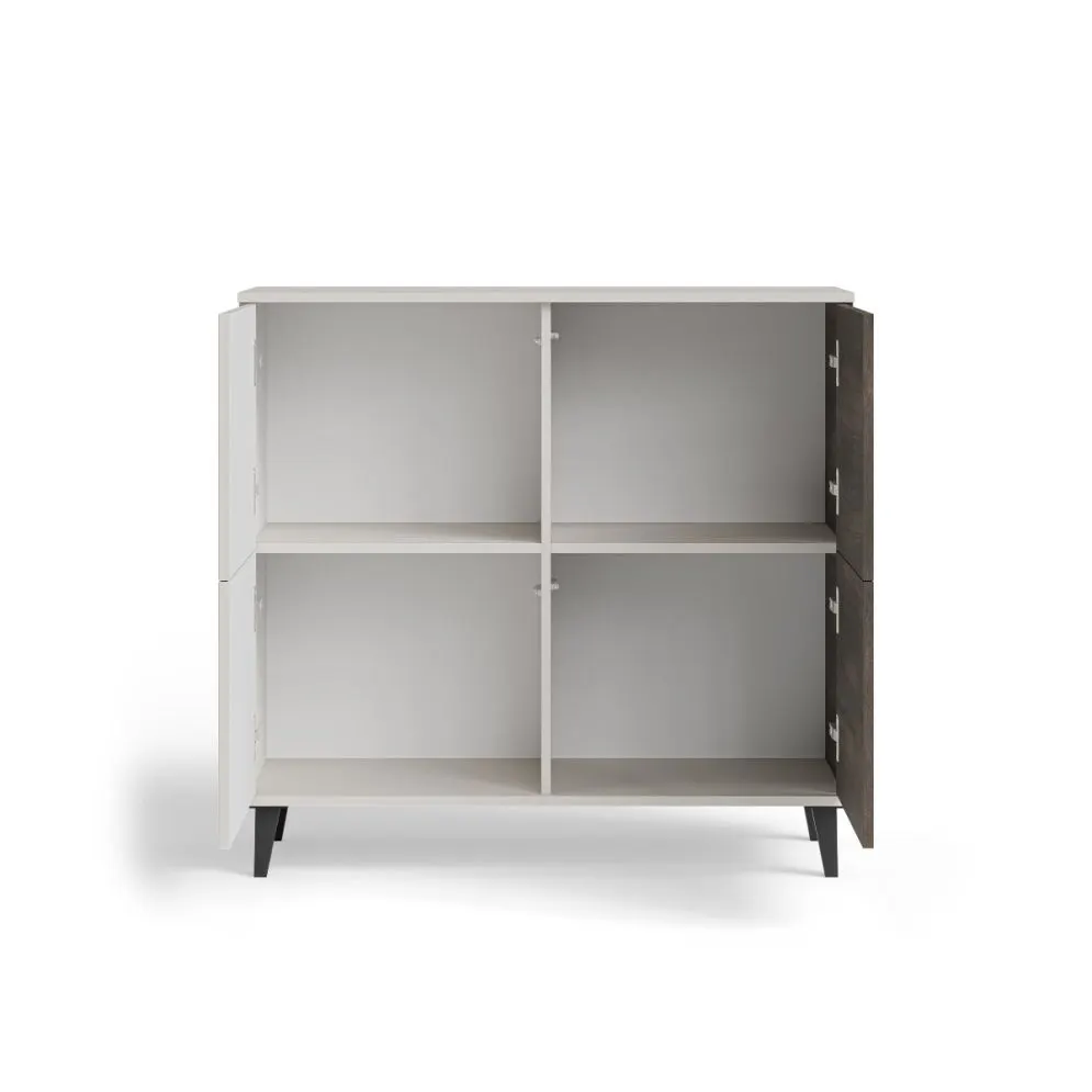 Komoda RANDOM 2 KM-2 100cm orzech/kaszmirowa do sypialni I sklep meblowy MIRAT. styl RYFLOWANY kolekcja RANDOM