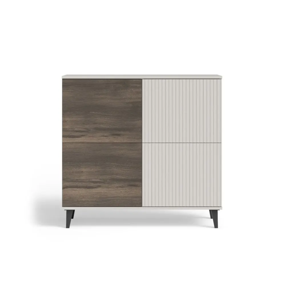 Komoda RANDOM 2 KM-2 100cm orzech/kaszmirowa do sypialni I sklep meblowy MIRAT. styl RYFLOWANY kolekcja RANDOM
