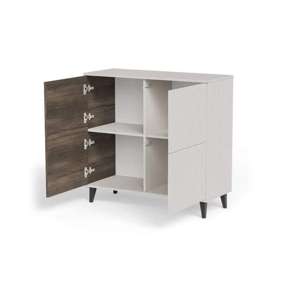 Komoda RANDOM 2 KM-2 100cm orzech/kaszmirowa do sypialni I sklep meblowy MIRAT. styl RYFLOWANY kolekcja RANDOM