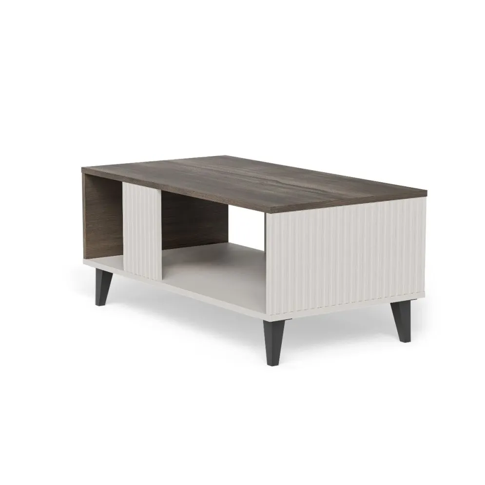 Stolik kawowy RANDOM 2 LAW-1 dąb orzech/kaszmirowy prostokątny I sklep meblowy MIRAT. styl RYFLOWANY kolekcja RANDOM