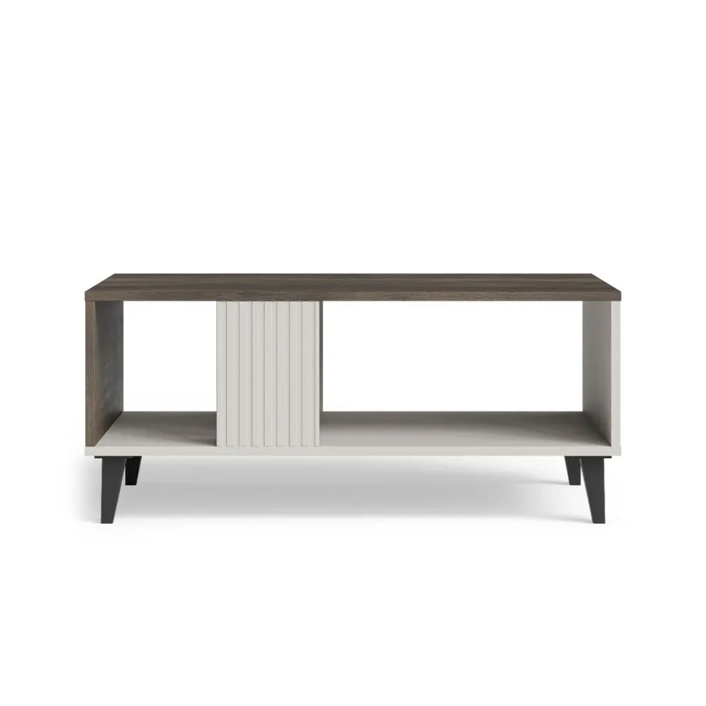 Stolik kawowy RANDOM 2 LAW-1 dąb orzech/kaszmirowy prostokątny I sklep meblowy MIRAT. styl RYFLOWANY kolekcja RANDOM