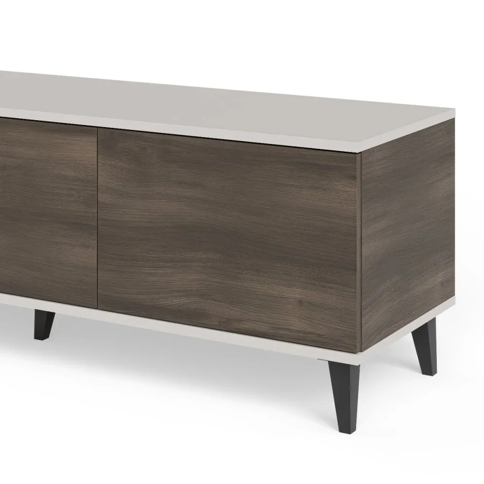 Szafka RTV RANDOM 2 150cm orzech/kaszmirowa trzydrzwiowa I sklep meblowy MIRAT. styl RYFLOWANY kolekcja RANDOM