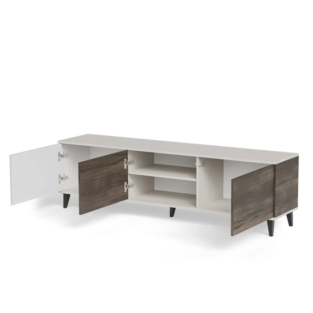 Szafka RTV RANDOM 2 180cm orzech/kaszmirowa do salonu I sklep meblowy MIRAT. styl RYFLOWANY kolekcja RANDOM