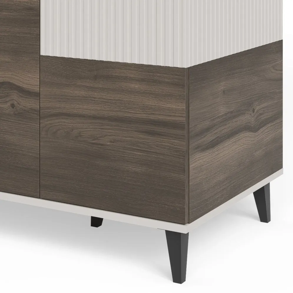 Szafa dwudrzwiowa RANDOM 2 S-1 90cm orzech/kaszmirowa do salonu I sklep meblowy MIRAT. styl RYFLOWANY kolekcja RANDOM