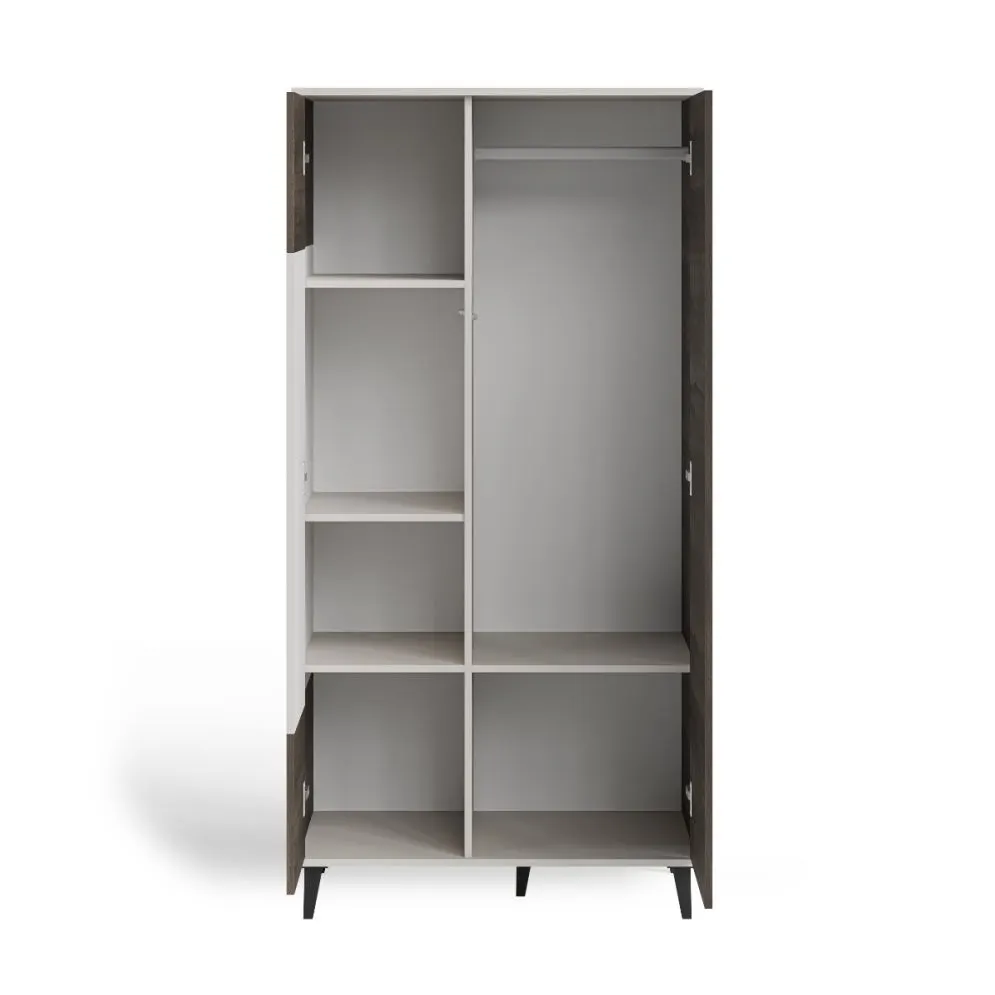 Szafa dwudrzwiowa RANDOM 2 S-1 90cm orzech/kaszmirowa do salonu I sklep meblowy MIRAT. styl RYFLOWANY kolekcja RANDOM