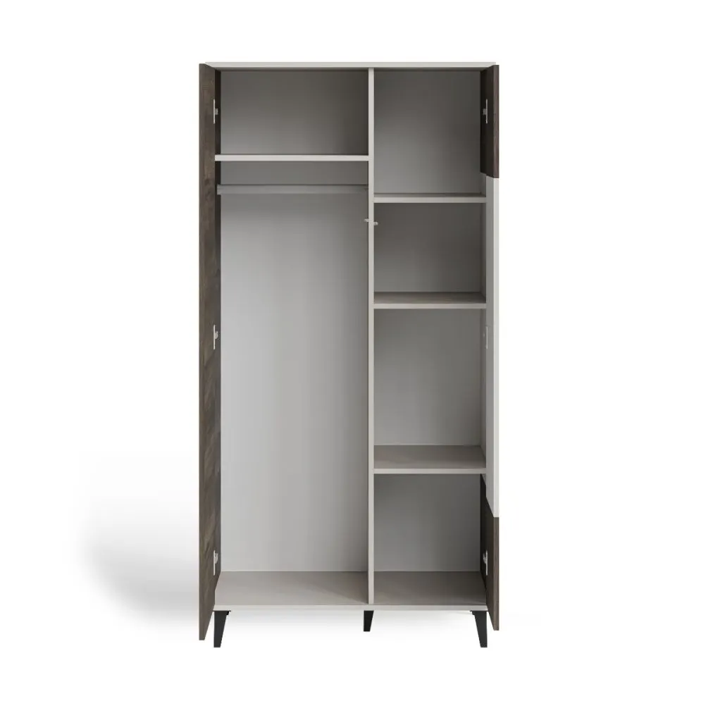 Szafa dwudrzwiowa RANDOM 2 S-1 90cm orzech/kaszmirowa do salonu I sklep meblowy MIRAT. styl RYFLOWANY kolekcja RANDOM