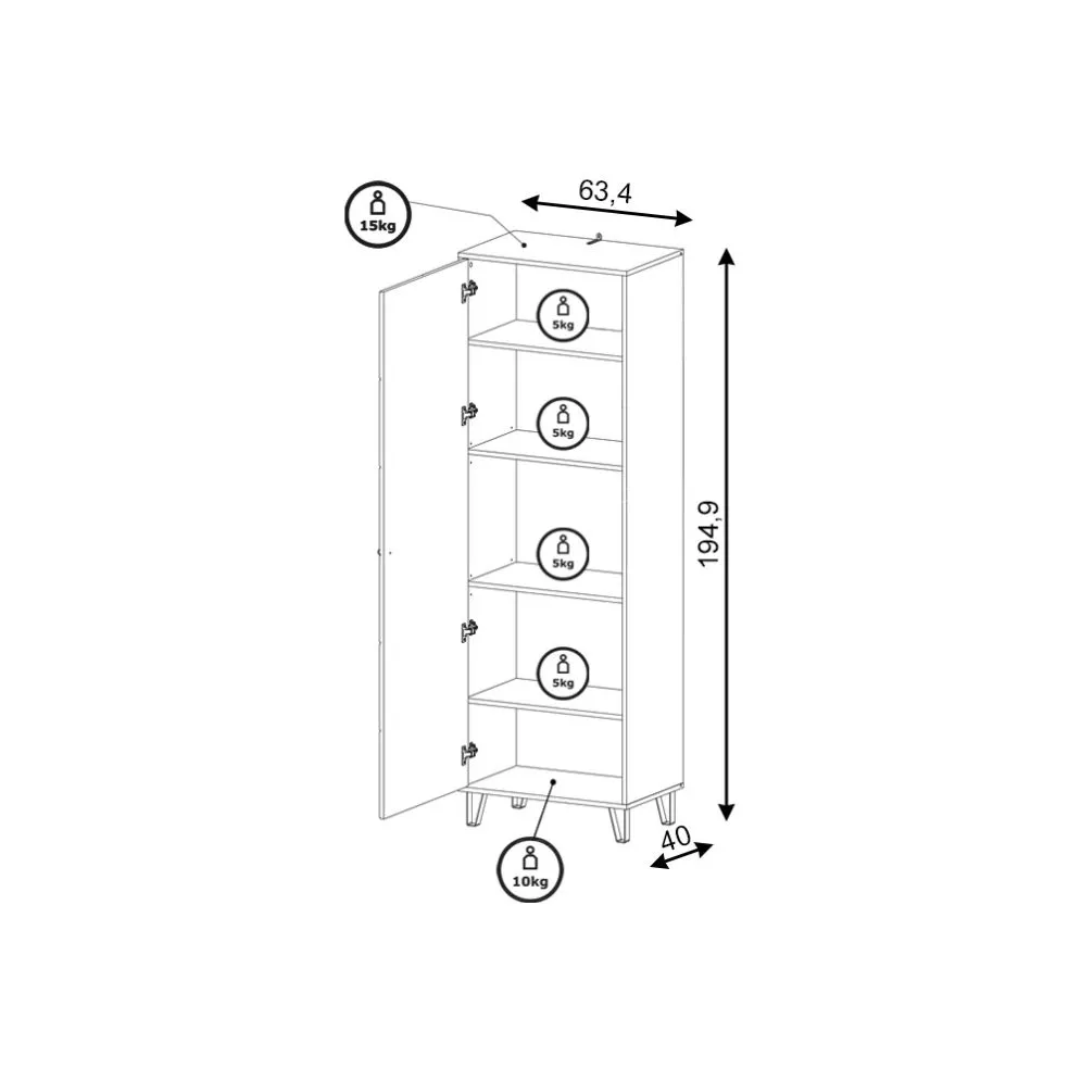 Szafa BILBAO 1D dąb artisan/biały mat do przedpokoju | sklep MIRAT styl RYFLOWANY, SKANDYNAWSKI kolekcja BILBAO