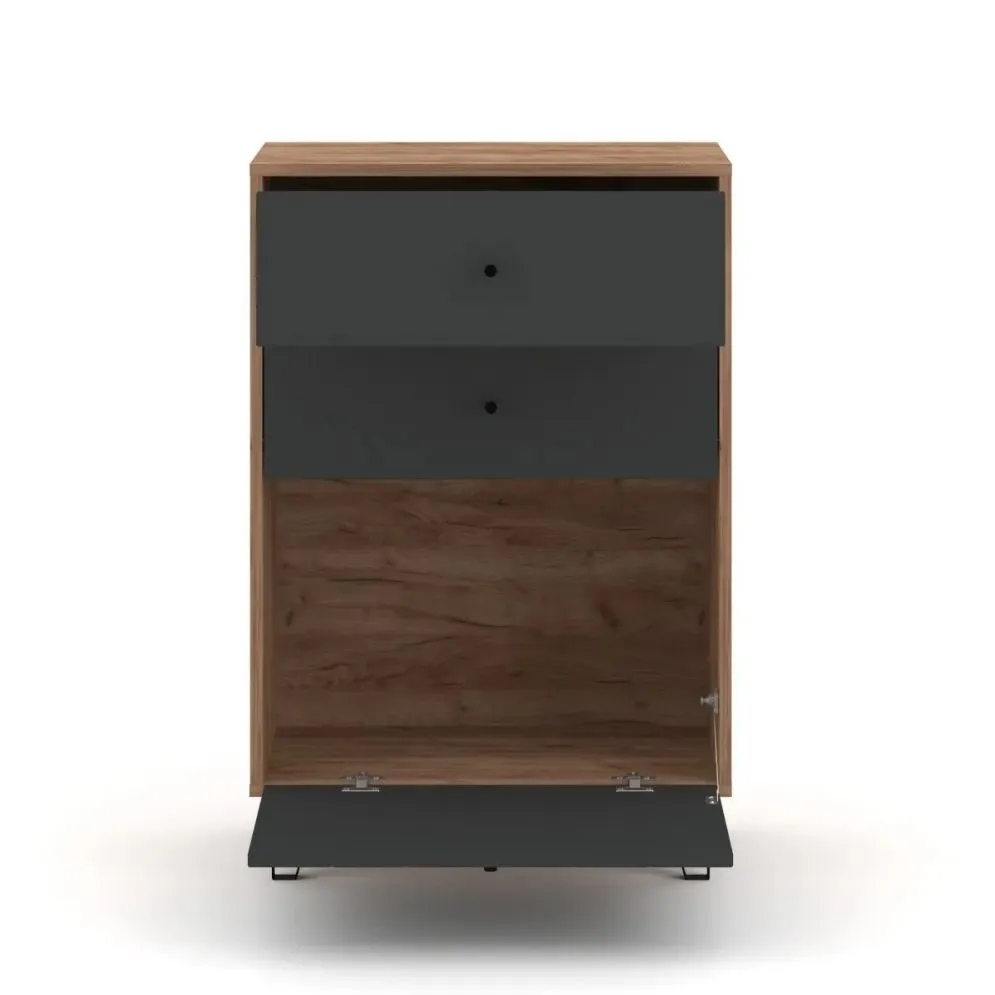 Szafka na buty BILBAO 1D2S dąb craft tobacco/grafit mat | sklep MIRAT styl LOFT, RYFLOWANY kolekcja BILBAO