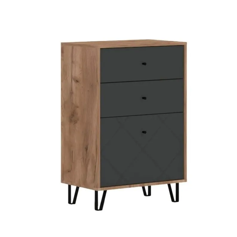 Szafka na buty BILBAO 1D2S dąb craft tobacco/grafit mat | sklep MIRAT styl LOFT, RYFLOWANY kolekcja BILBAO