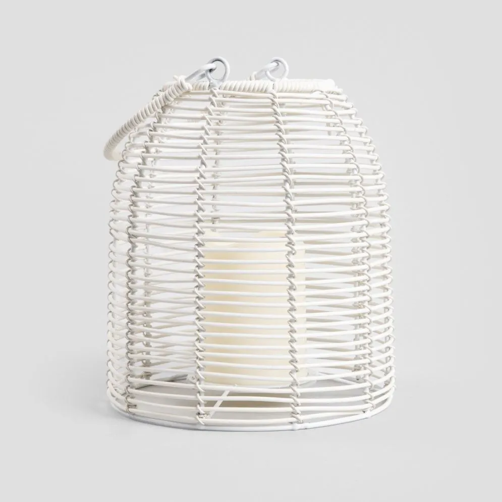 Lampion MODERN HAMPTONS ogrodowy ze świecą LED biały 19x21,5 cm | MIRAT