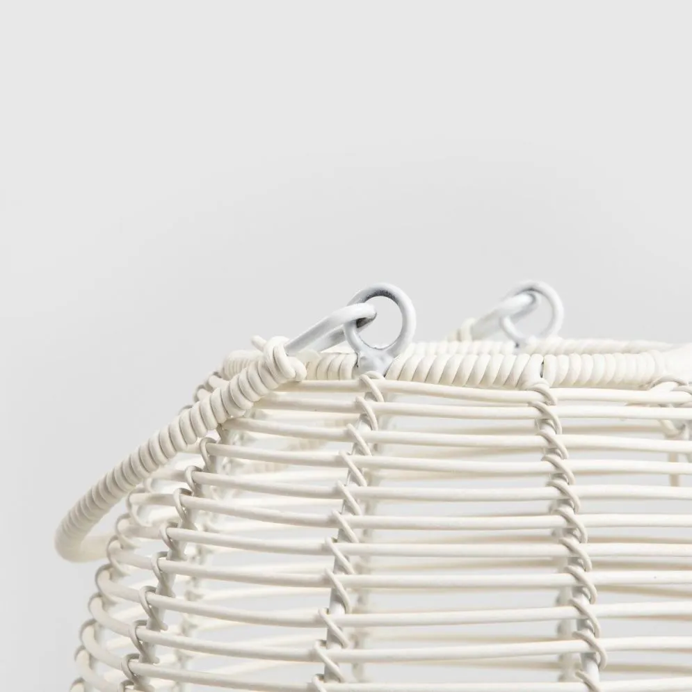 Lampion MODERN HAMPTONS ogrodowy ze świecą LED biały 19x21,5 cm | MIRAT