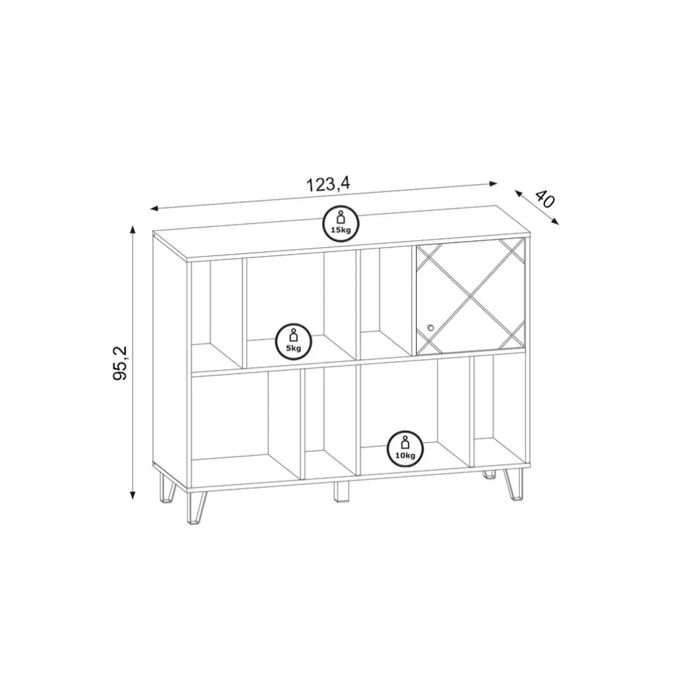 Regał BILBAO 1D dąb artisan/biały mat na metalowych nogach| sklep MIRAT styl RYFLOWANY, SKANDYNAWSKI