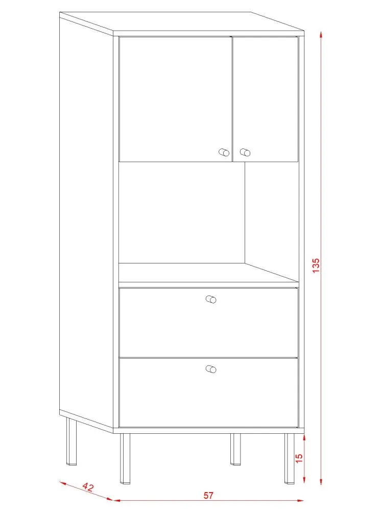 BOSPE KOMODA WYSOKA LE 2S2D czarny/wotan 2K | sklep MIRAT kolekcja wm-bospe