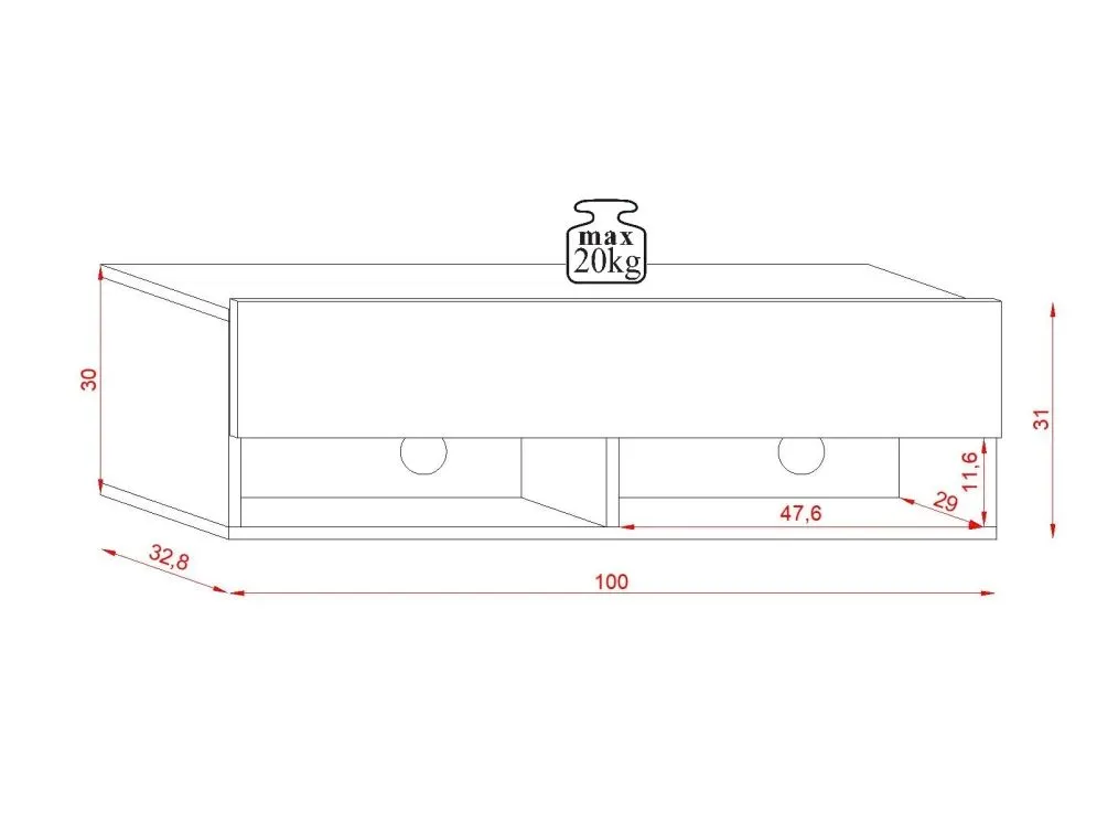 Szafka RTV DERBY 100cm dąb wotan/czarny połysk do salonu | sklep MIRAT styl LOFT, SKANDYNAWSKI