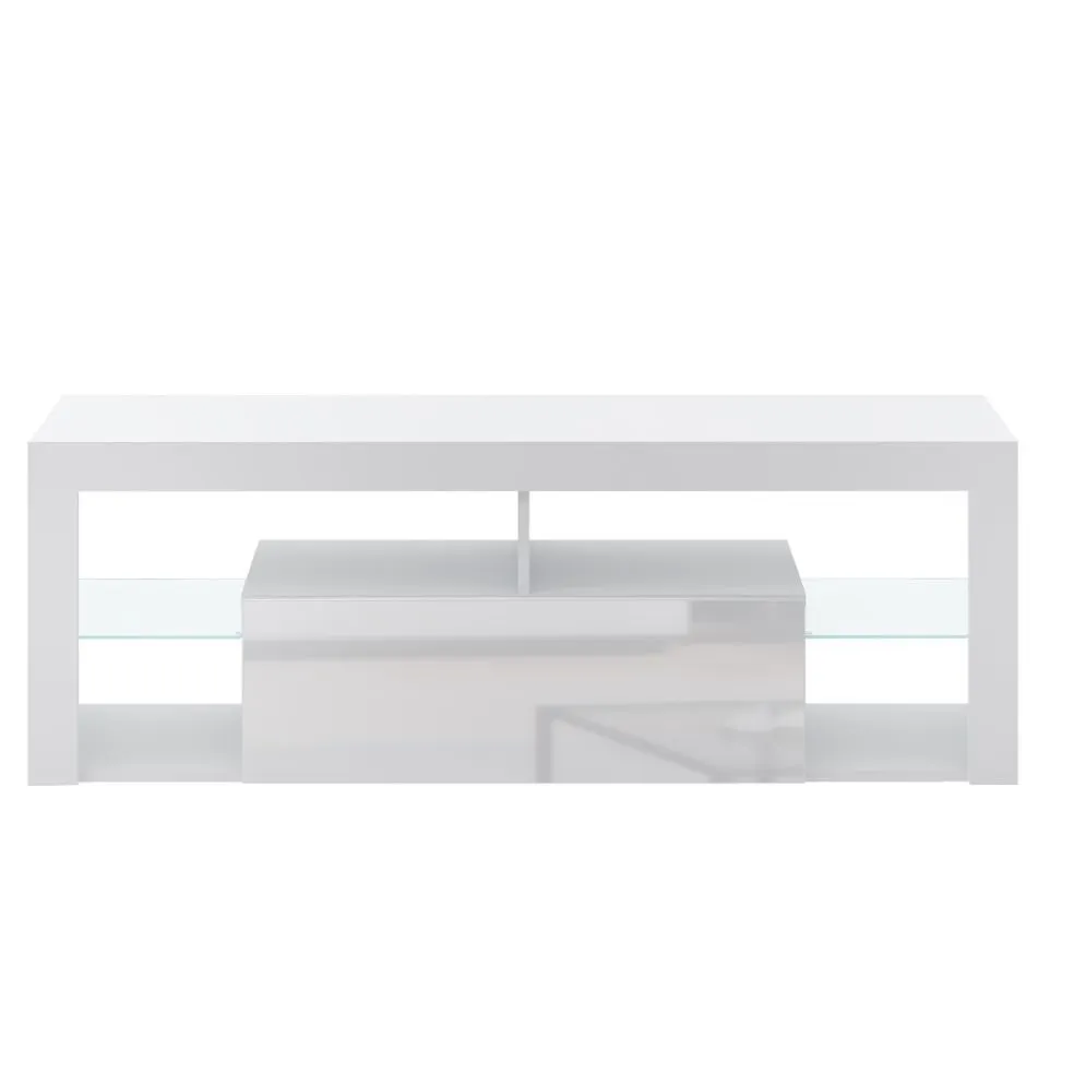 Szafka RTV EVEREST 140cm biały mat/biały połysk do salonu| sklep MIRAT styl SKANDYNAWSKI