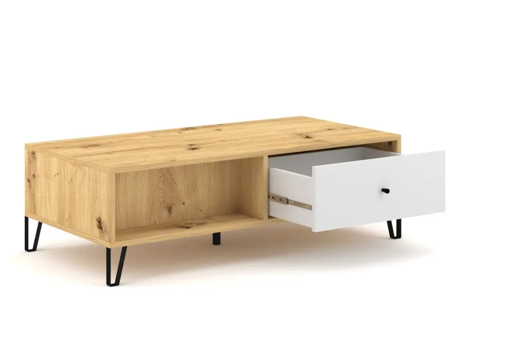 Stolik kawowy BILBAO 1S dąb artisan/biały mat do salonu | sklep MIRAT styl SKANDYNAWSKI
