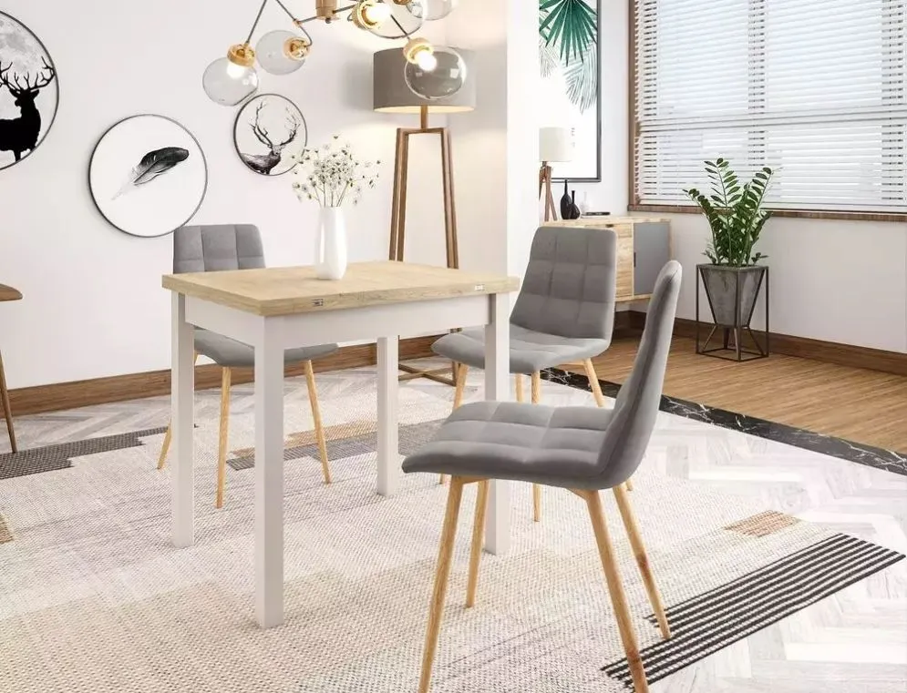 Stół kwadratowy rozkładany Flip 80(160)x80 cm dąb kaszmir | MIRAT styl SKANDYNAWSKI