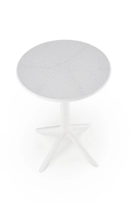 Stolik ogrodowy CALVO 60x60 biały na jednej nodze z tworzywa PVC I sklep meblowy MIRAT.