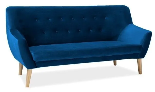 Granatowa tapicerowana sofa nowoczesna w stylu glamour NORDIC 3 VELVET
