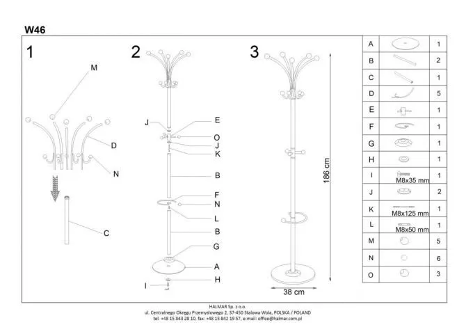 Instrukcja montażu wieszaka W46 Halmar