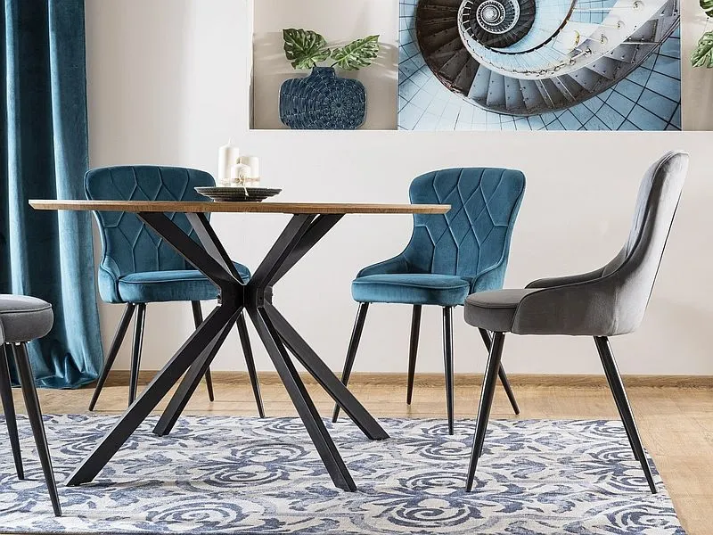 Stół okrągły ASTER dąb/czarny w stylu loft | MIRAT. styl LOFT